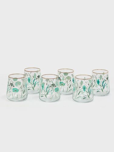 Set 6 Vasos De Vidrio Miuri Con Diseño Floral 420 Ml Floral - Vista 1