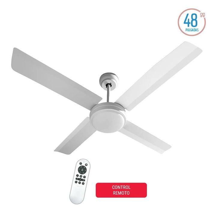 VENTILADOR DE TECHO LILIANA VTHB-704R 4 PALAS DE METAL BLANCO LUZ LED CONTROL REMOTO Y TIMER - Vista 2