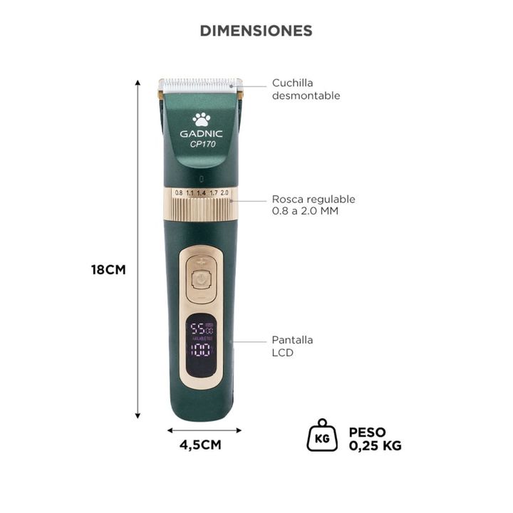 Cortadora de Pelo Canina Gadnic CP170 con pantalla Lcd Usb - Vista 6