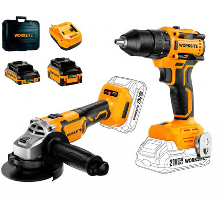 Combo Taladro De Impacto 13mm + Amoladora Angular Worksite