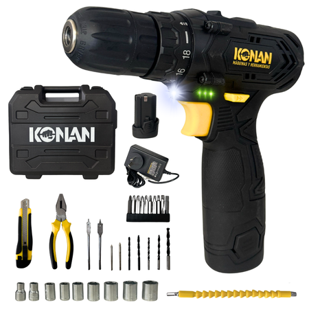 Taladro de Impacto Konan a bateria 12v + maletin