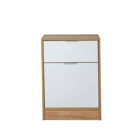 MESA DE LUZ NORDICA DE 1 PUERTA Y 1 CAJON HICK/BLANCO