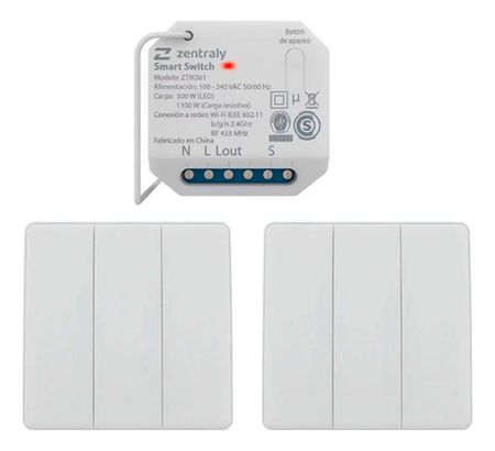 Zentraly Smart Switch Simple 2 Llaves Triple Kinetic