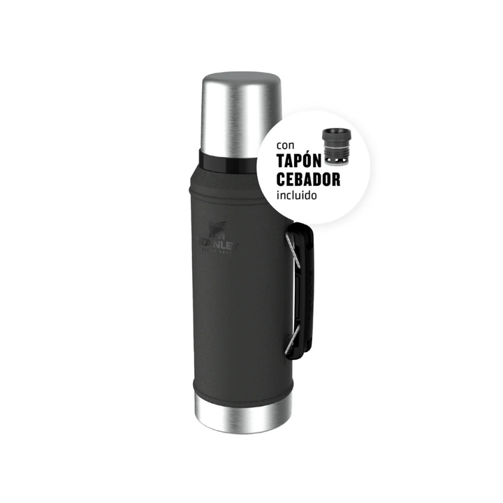 TERMO STANLEY 950 ML CON MANIJA Y TAPON CEBADOR (C:NEGRO 2.0) - Vista 2