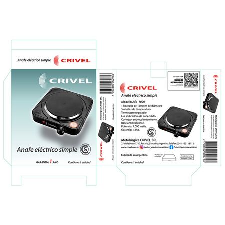 ANAFE ELECTRICO AE1-1000 1H NG CRIVEL