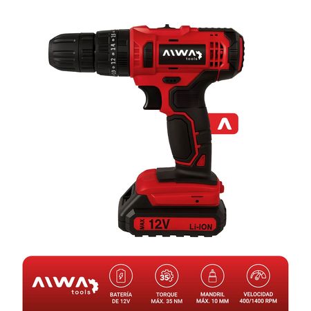 Taladro Atornillador Percutor Inalámbrico Aiwa 12V