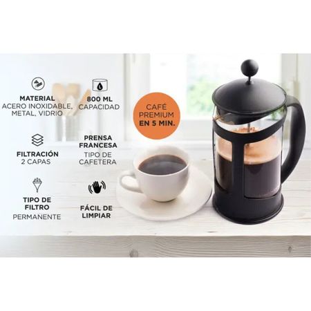 Cafetera prensa francesa Gadnic para café y té émbolo de 800 ml