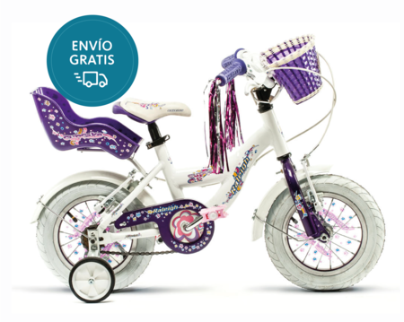 Bicicleta Raleigh Cupcake / Blanco/Violeta / Frenos V-Brake / Cuadro de aluminio / 1Vel. / Rodado 12"