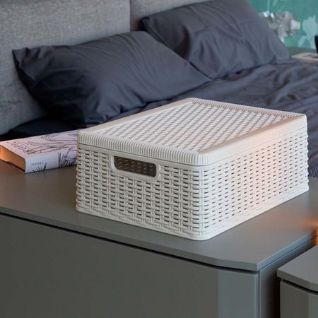 Caja Organizadora Dea Home Decora Con Tapa 17l Ratan Gris 26208/0