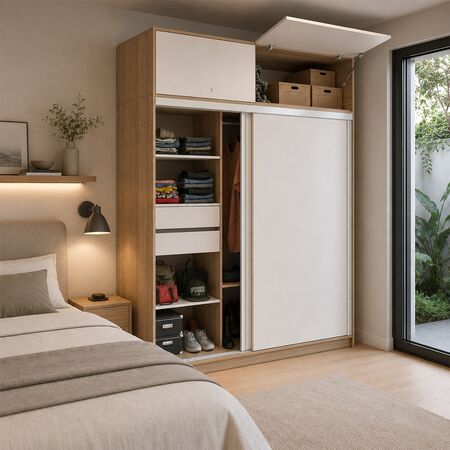 Placard Corredizo 1,79m. C|baulera Coco Bolo|blanco Tables