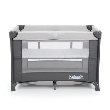 Cuna Bolso Transportable Doble Altura Con Cambiador Bebesit 2105-AB Gris