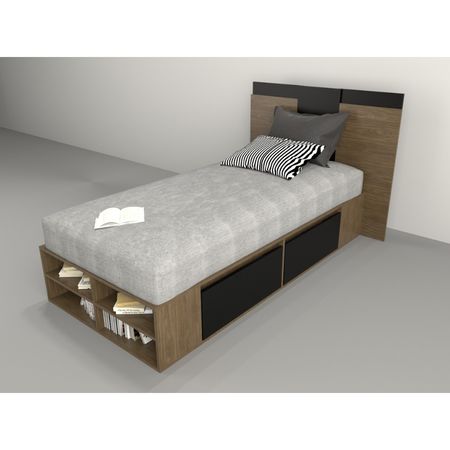 Box Multifunción 0.92 Mts 4 Cajones Tables Cod: 6440 Nogal y Negro