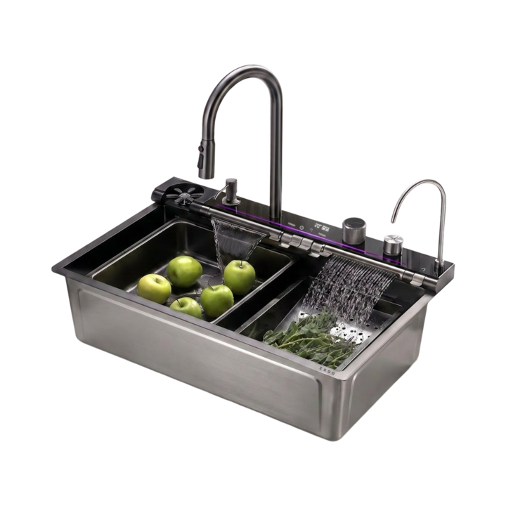 Bacha De Cocina Pvd Con Grifería Inteligente Acero Zego - Vista 1