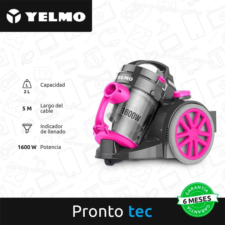 Aspiradora As-3224 Yelmo 2 Lts 1600 W Gris y Rosa - Vista 2