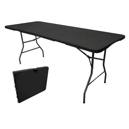 Mesa Plegable Multiuso Con Estructura De Acero 1.50 Mts Garden Life T404001 Negro