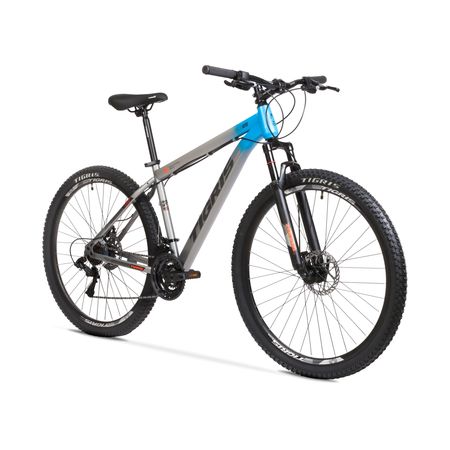 Bicicleta TopMega MTB Tigris Acero R29 21VEL Gris Celeste Talle S 1016057