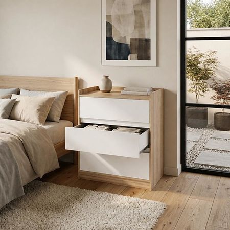 Chifonier DS Home 2 Cajones 1 Puerta Cocobolo blanco 66x85x45 cm