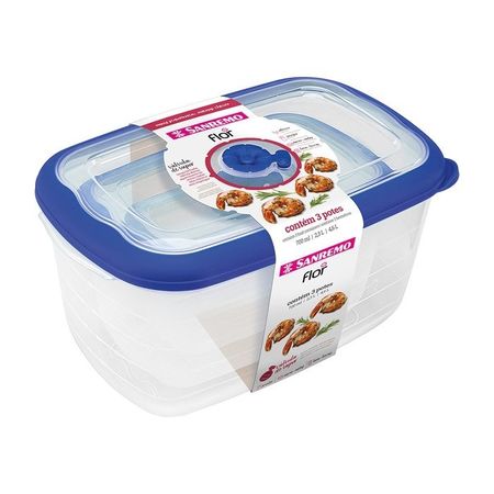 Set x 3 hermeticos rectangulares (718+721+723) Azules