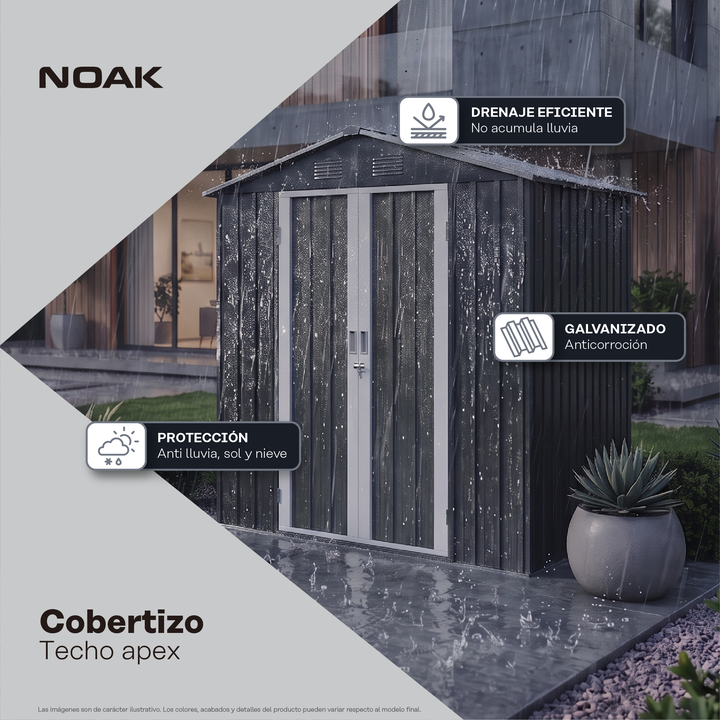 Cobertizo Depósito 181x195x151cm Noak Negro Acero Galvanizado - Vista 5