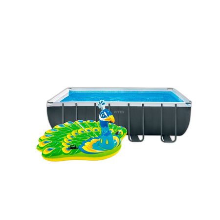 Combo Pileta Intex Ultra Frame 17203L + Flotador Pavo Real 193x163cm