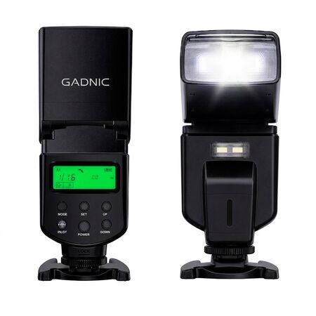 Flash Fotográfico Gadnic Con Rotación Horizontal 270° y Vertical 90° Compatibilidad Universal Canon Nikon Fujifilm Pentax