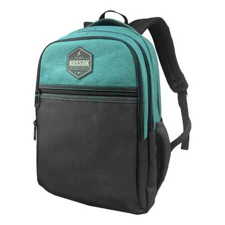 Mochila Kossok Champ Urbana Multiple Compartimentos Premium Negro y verde Liso