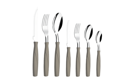 Set Cubiertos en Acero Inox. c/ Mango Plastico de 24 Piezas -Warm Grey Brinox 6000/492