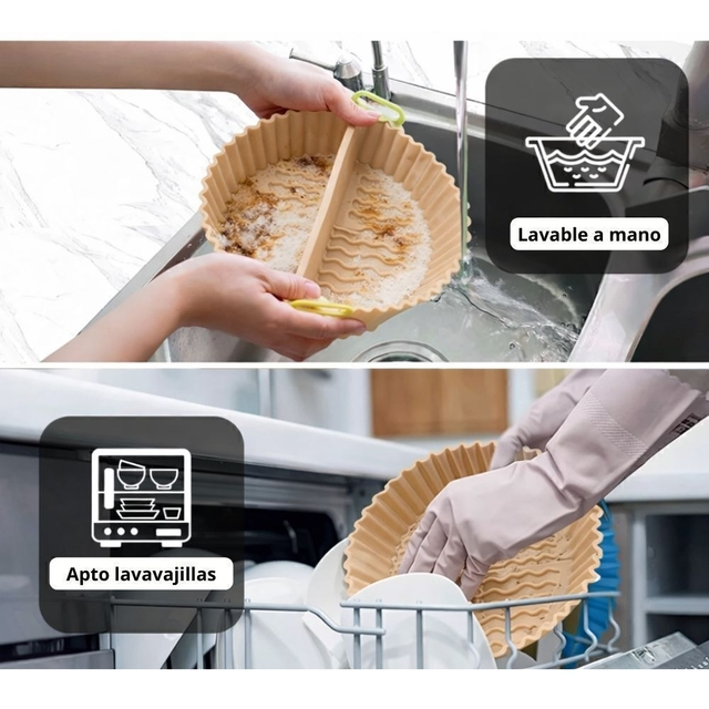 Molde Silicona Doble Air Fryer Horno 18 cm Con Divisor Rosa - Vista 5