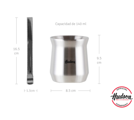 Mate Hudson Acero Vaso Acero Doble Pared Bombilla