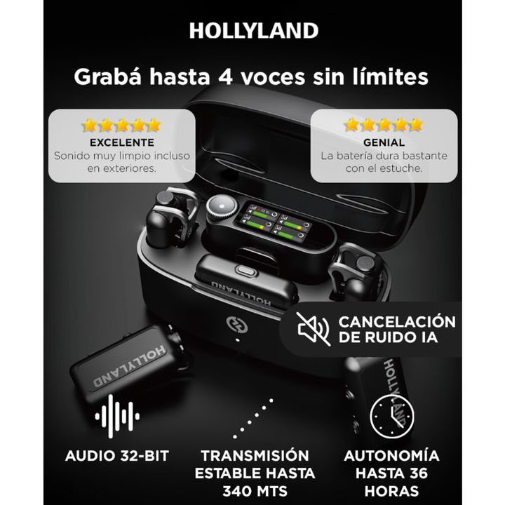Micrófono Inalámbrico Hollyland Lark Max 2 Combo 4 Personas 4 TX Camara RX USB-C RX - Vista 2