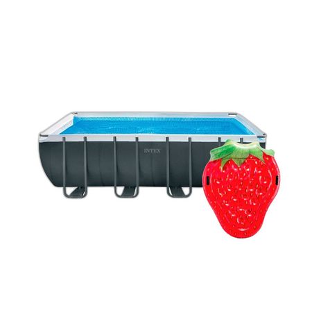 Combo Pileta Ultra Frame Intex 17203L + Colchoneta Frutilla