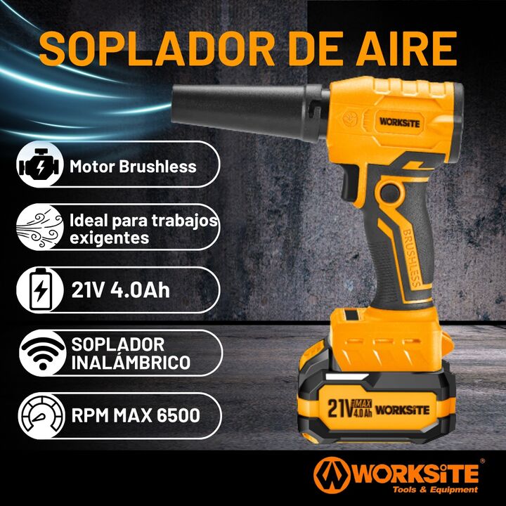 Soplador De Mano Multifunción A Batería 21v Worksite - Vista 3