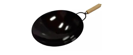 Wok Chapa Enlozado Lozafer 36 Cm Con Mango Madera Cocina Negro