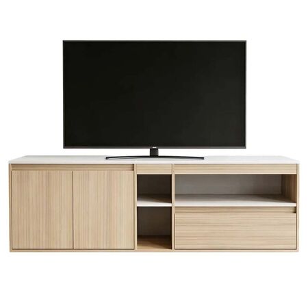 RACK TV DE 2 METROS 1 CAJON Y 2 PUERTAS COCO BOLO BLANCO