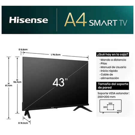 Smart TV Hisense Pantalla 43 Pulgadas 43A42K Full HD