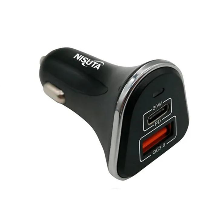 CARGADOR NISUTA AUTO USB Y USB-C 12 V (C: NEGRO NSAD12US2QC) - Vista 1