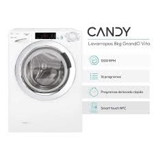 Lavarropas Candy Carga Frontal 8 Kg 1200 RPM Smart Touch NFC ColorMix 15 Programas Blanco GVS128TC3 - Vista 2
