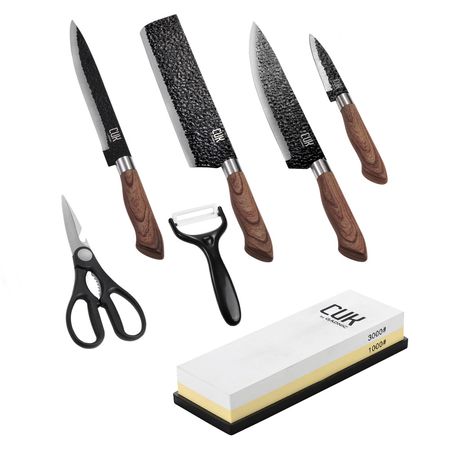 Set x4 de Cuchillos + Piedra de Afilar de Corindón Gadnic 