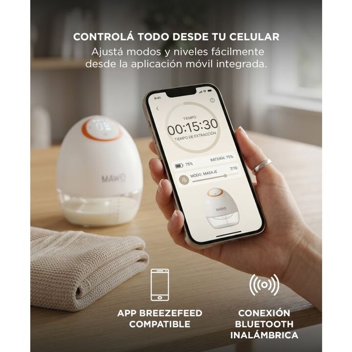 Sacaleche Eléctrico Mawe By Gadnic 9 Niveles 4 Modos Portátil - Vista 3
