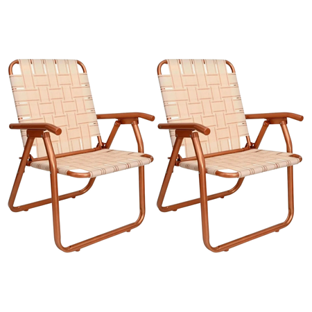 Set 2 Sillon Reposera Descansar 80049 Aluminio Reforzada Hueso Cobre