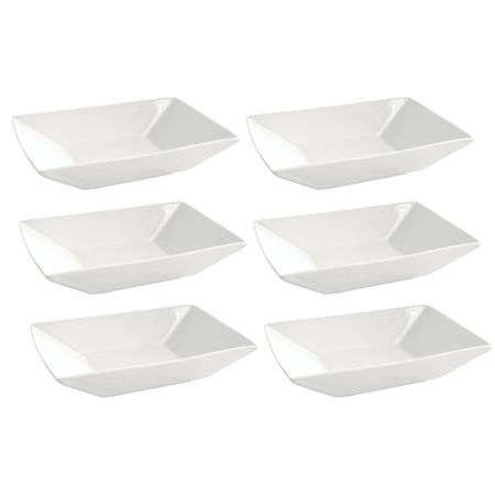 SET X6 PLATOS - HONDOS 23.5 X 16CM RECTANGULAR BLANCO