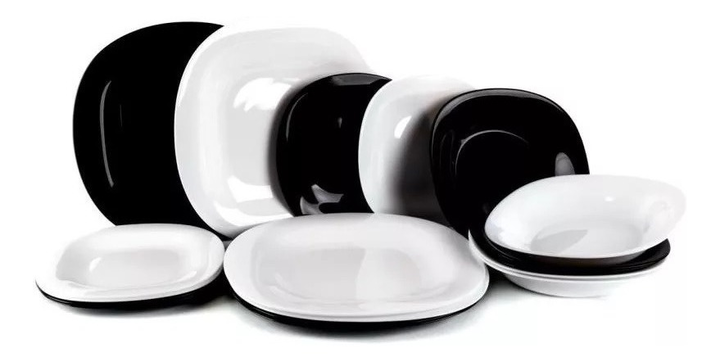 Set Vajilla 18 Piezas Luminarc Carine Platos Blanco Negro Blanco/negro - Vista 1