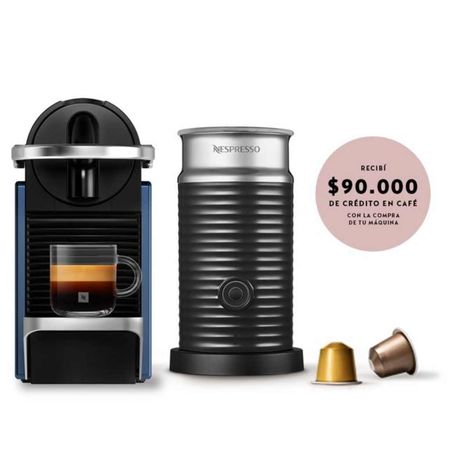 Cafetera Nespresso Pixie Azul Curva + Aeroccino A3KD62-AR-BL-NE