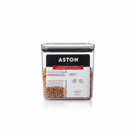 Taper Contenedor Hermético Apilable Acrílico 2100ml Rectangular Aston