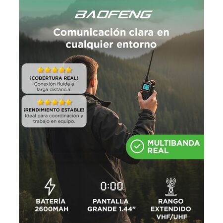 Handy Baofeng Radio FM 76-108MHz Batería Manos Libres