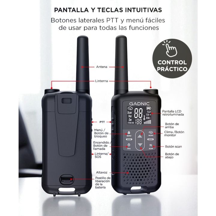 Handy Gadnic WK5200 Kit x2 22CH UHF Display USB C + Manos Libres - Vista 5