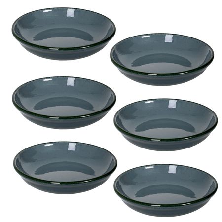 Set X 6 Plato Hondo Sopero Compotera Porcelana  22 Cm Azul