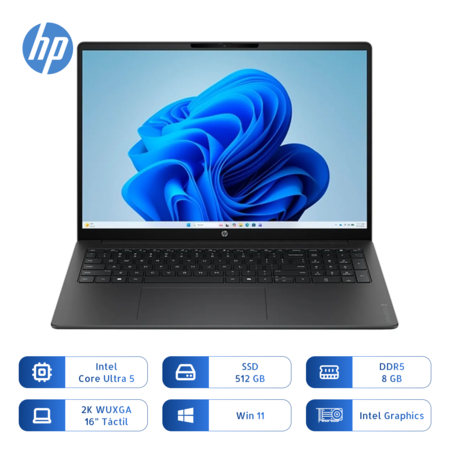 Notebook Hp Omnibook 3 16-bu0305 Core Ultra 5 225u 512gb Ssd 8gb 16 Pulg Tactil Silver