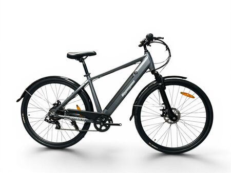 Bicicleta Electrica Nippongame Hyper - Talle Unico - Gris - 7vel - Cuadro de aluminio bateria integrada - Frenos a discos mecanicos - Rodado 28"