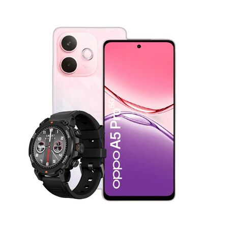 Combo Oppo A5 Pro 5G 8+256GB Pink + Smartwatch Dekkin GPS AMOLED 1.43"